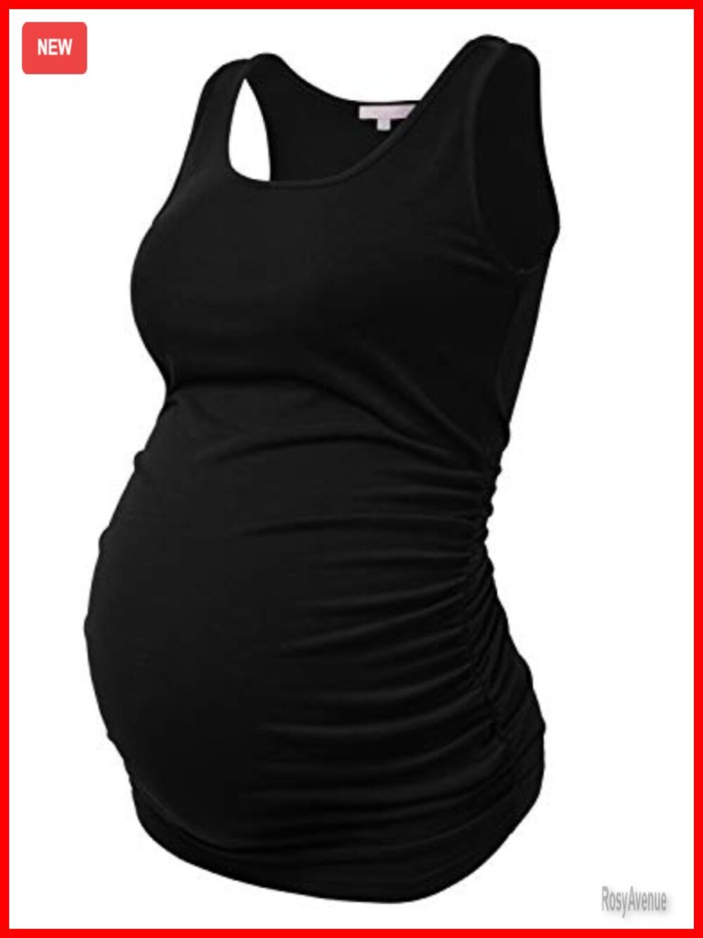 Maternity Tank Top Ruched Sleeveless Round Neck Pregnancy Layering Tee